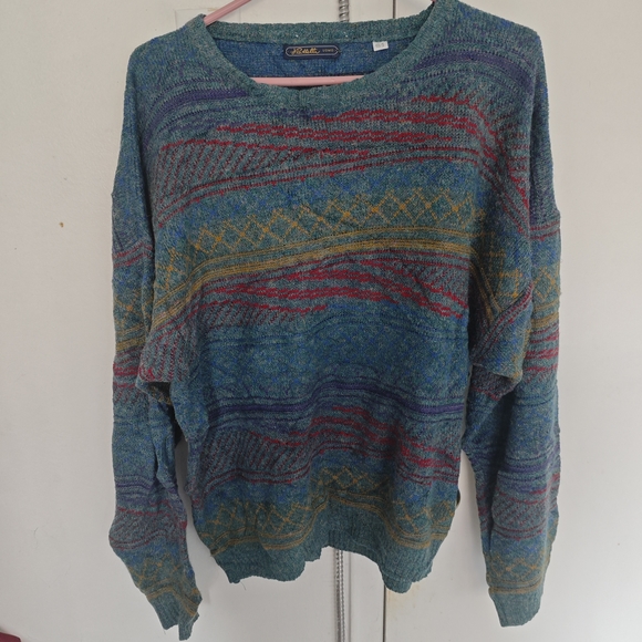 VTG Piattelli Multicolor Patterned Men's Sweater - Picture 3 of 5